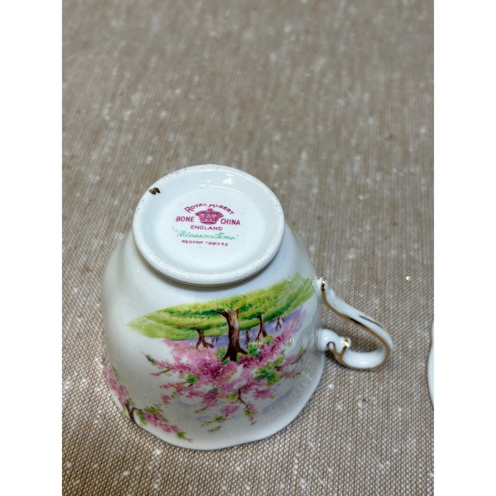 VTG Royal Albert Blossom Time Cherry Blossom Teacup Saucer Set Sakura Porcelain - Picture 7 of 17